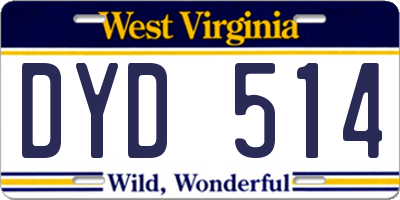 WV license plate DYD514