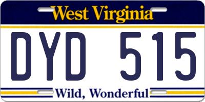 WV license plate DYD515