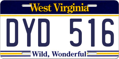 WV license plate DYD516