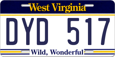 WV license plate DYD517