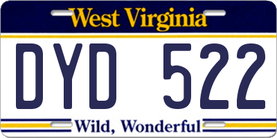 WV license plate DYD522