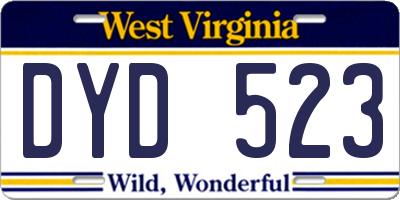 WV license plate DYD523