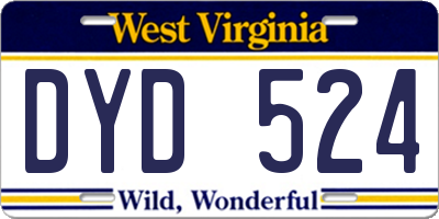 WV license plate DYD524