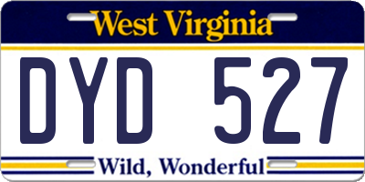 WV license plate DYD527