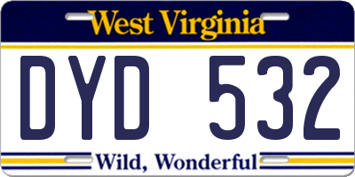 WV license plate DYD532