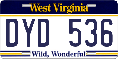 WV license plate DYD536