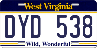 WV license plate DYD538
