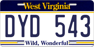 WV license plate DYD543