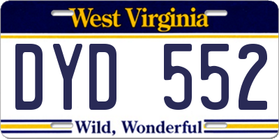 WV license plate DYD552