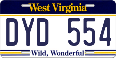 WV license plate DYD554