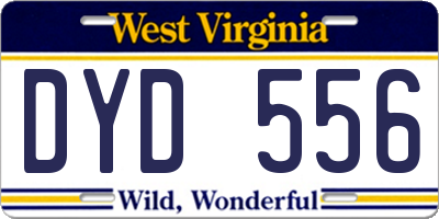 WV license plate DYD556