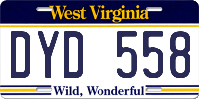 WV license plate DYD558