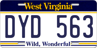 WV license plate DYD563