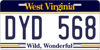 WV license plate DYD568