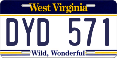 WV license plate DYD571