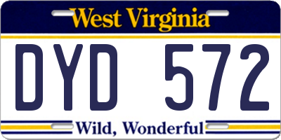 WV license plate DYD572