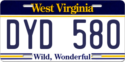 WV license plate DYD580