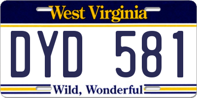 WV license plate DYD581