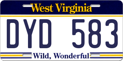 WV license plate DYD583