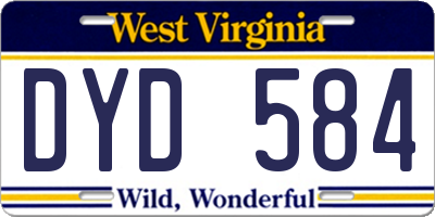 WV license plate DYD584