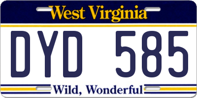 WV license plate DYD585