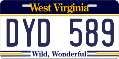 WV license plate DYD589