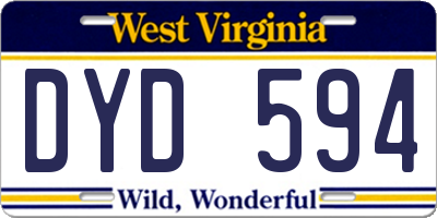 WV license plate DYD594