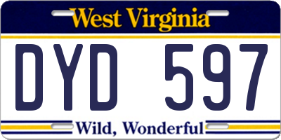 WV license plate DYD597