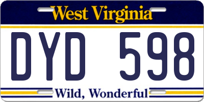 WV license plate DYD598