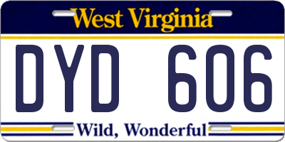 WV license plate DYD606