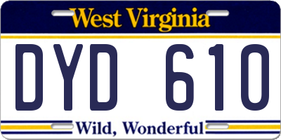 WV license plate DYD610