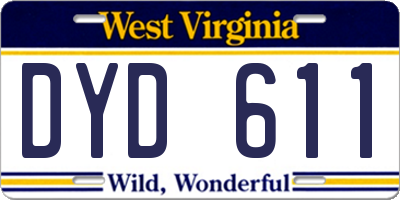 WV license plate DYD611