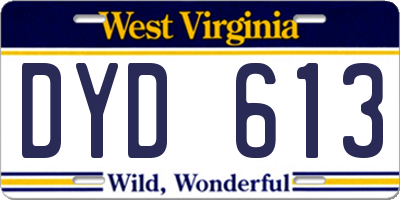 WV license plate DYD613