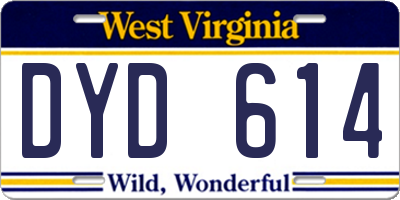 WV license plate DYD614
