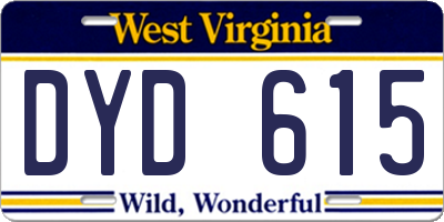 WV license plate DYD615