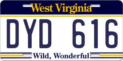 WV license plate DYD616
