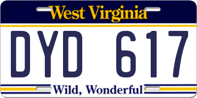 WV license plate DYD617