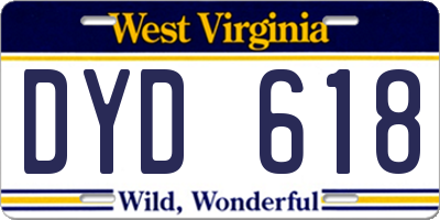 WV license plate DYD618