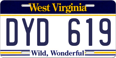WV license plate DYD619