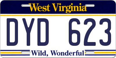 WV license plate DYD623