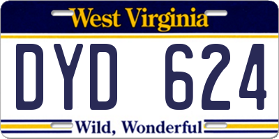 WV license plate DYD624