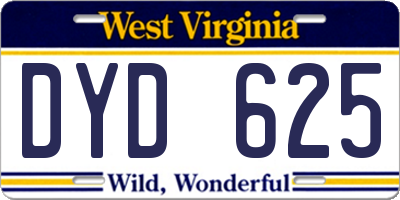 WV license plate DYD625