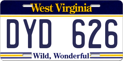 WV license plate DYD626