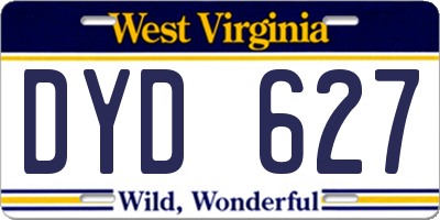 WV license plate DYD627