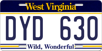 WV license plate DYD630
