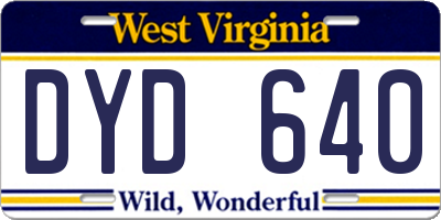 WV license plate DYD640