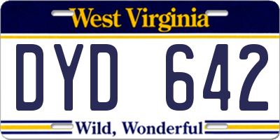 WV license plate DYD642
