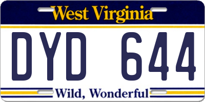WV license plate DYD644