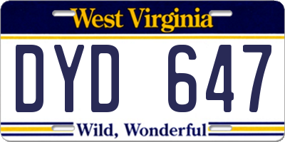 WV license plate DYD647