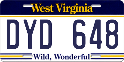 WV license plate DYD648